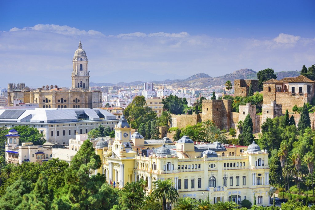 Malaga, Spain Cityscape on the Sea