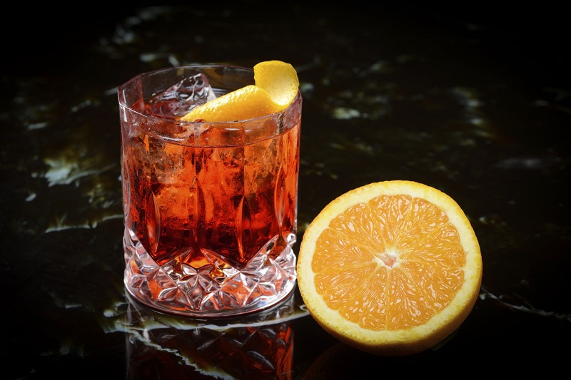 negroni on the rocks and orange
