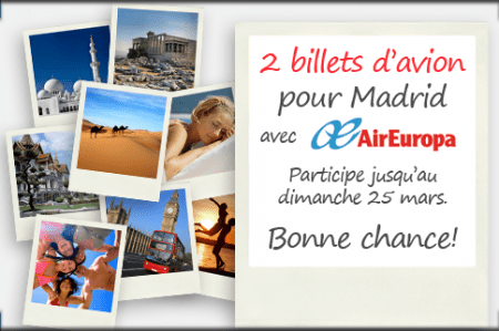 Jeu concours Facebook ebookers semaine 1 Billets d'avion pour Madrid