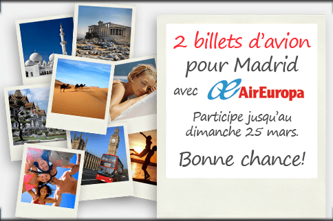 Jeu concours Facebook ebookers semaine 1 Billets d'avion pour Madrid