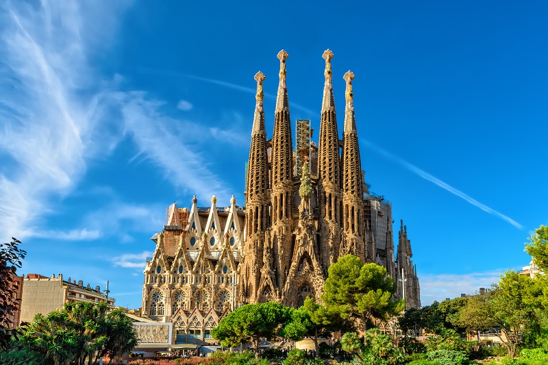 Cathedral of La Sagrada Familia. It is designed by architect Antonio Gaudi and is being build since 1882.