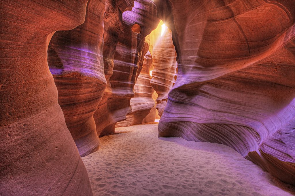 Glowing walls of the Antelope Slot Canyon, Page, Arizona