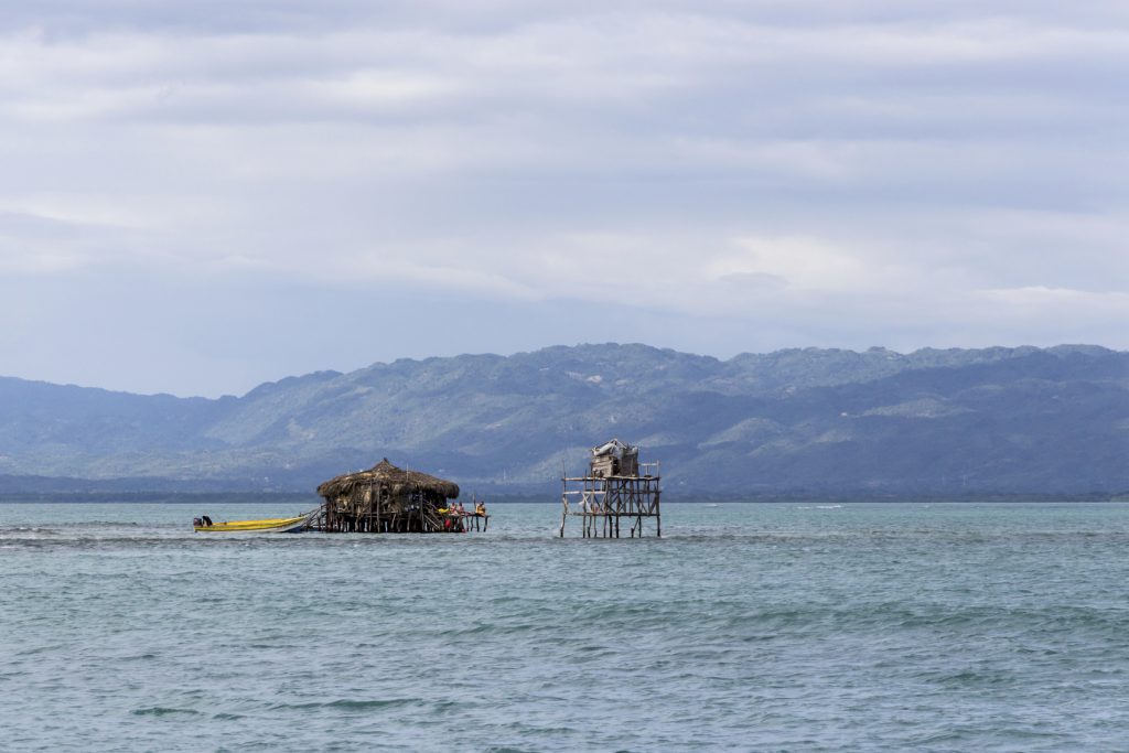 A view of the Pelican Bar off the south coast of Jamaica with the mountains in the distance.
