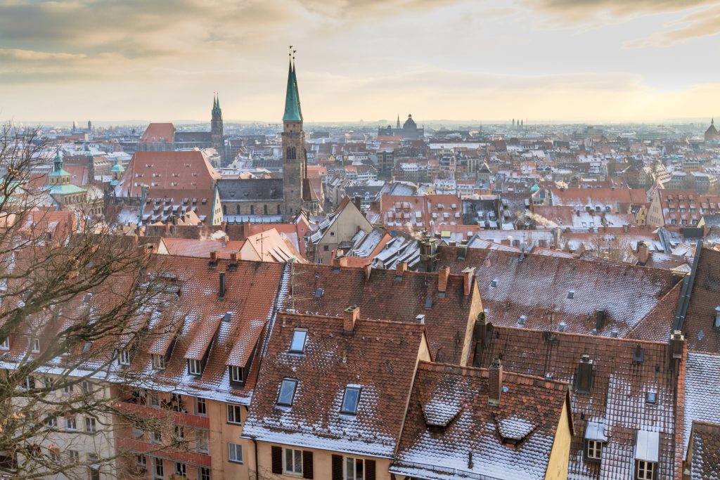 Nurember City View during time of famous Christmas market in winter