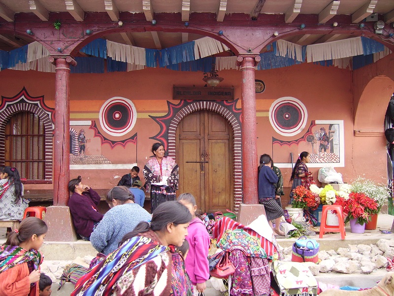 "Chichicastenango, Guatemala - December 11, 2005. People selling every sort of food and goods on the streets"