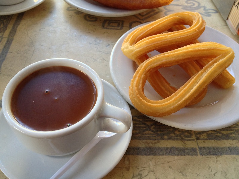 Spanish snack of Churros and warm chocolate.