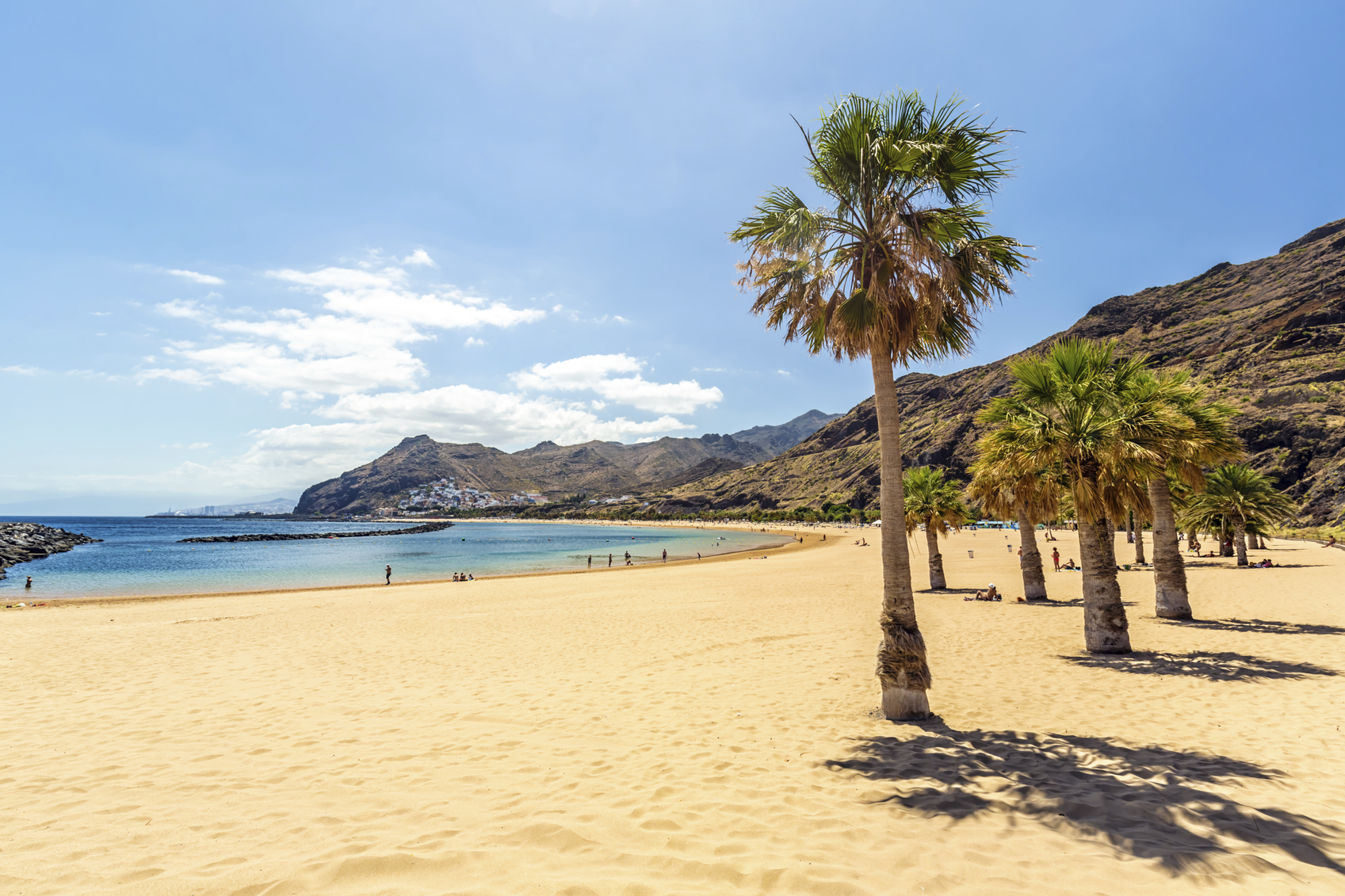 Playa de Las Teresitas in Tenerife / Canary Islands and Santa Cruz in the background.